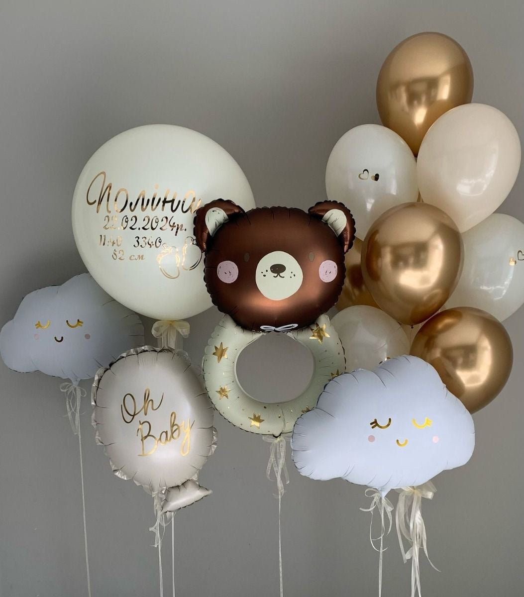 Teddy Bear & Clouds Balloon Set 🧸☁️✨